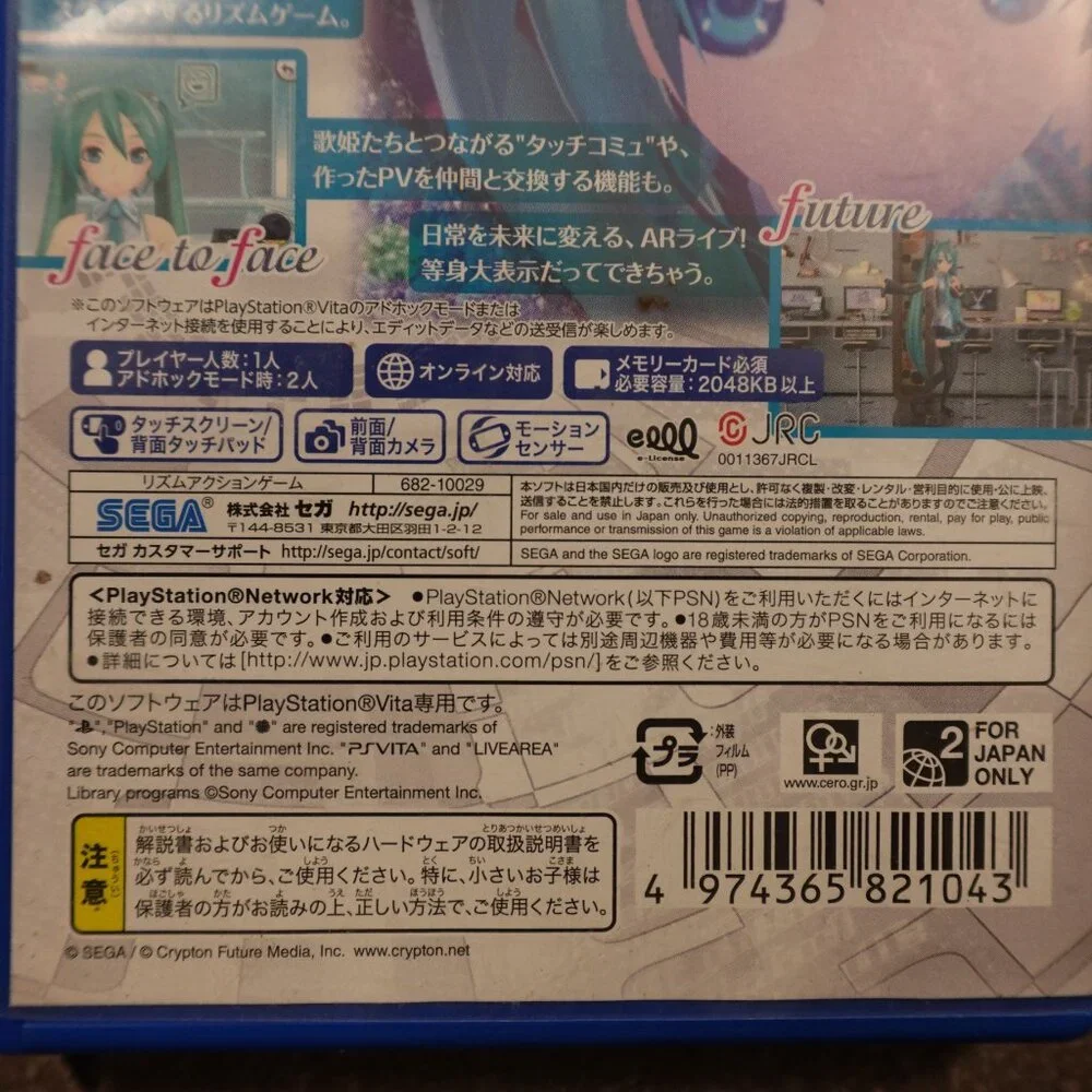 Hatsune Miku Project DIVA f PS Vita Japanese Import‎ SEGA Rhythm Untested